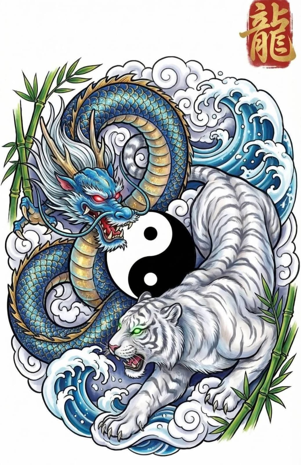 NAGA + HARIMAU PUTIH + IM & YANG